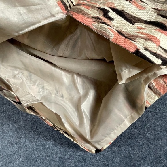 Ann Taylor Skirt Womens 4 Beige Zip Up Lined Cotton Abstract Art Straight Career - Picture 11 of 11